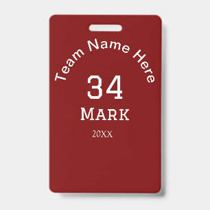 team name add player name date sports men ID badge