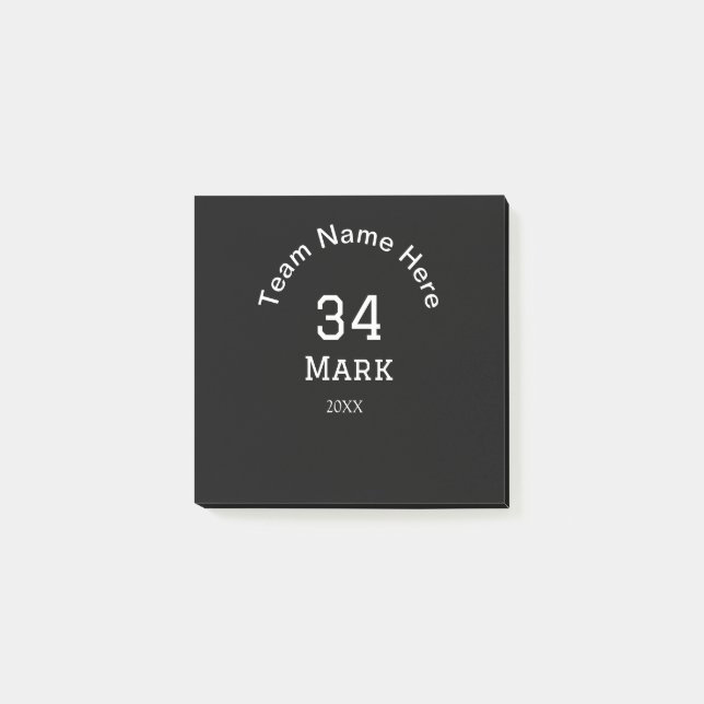 team name add player name date sports men  post-it notes (Front)
