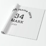 team name add player name date sports men  wrapping paper<br><div class="desc">design</div>