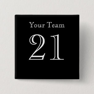 Team Name and Number Custom 15 Cm Square Badge