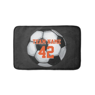 Team Name and Number Soccer Ball Bath Mat