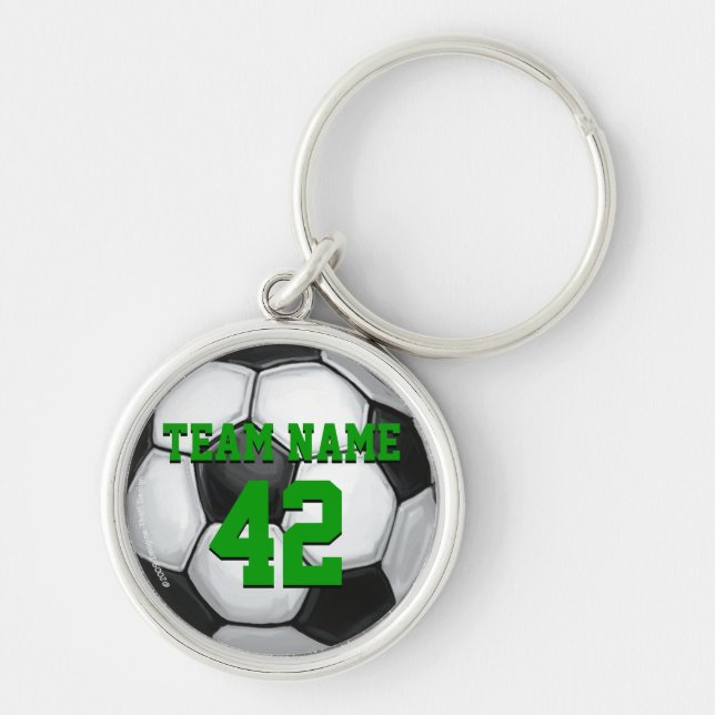 Team Name and Number Soccer Ball Key Ring (Front)