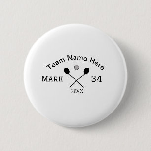 Team name here add name number ball paddle golf 6 cm round badge
