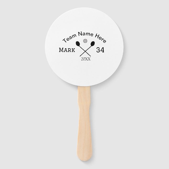 Team name here add name number ball paddle golf  hand fan (Front)