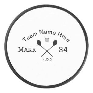 Team name here add name number ball paddle golf hockey puck