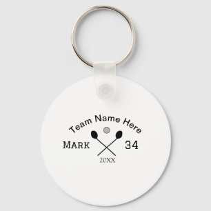 Team name here add name number ball paddle golf key ring