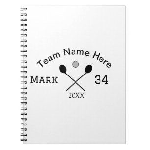 Team name here add name number ball paddle golf notebook