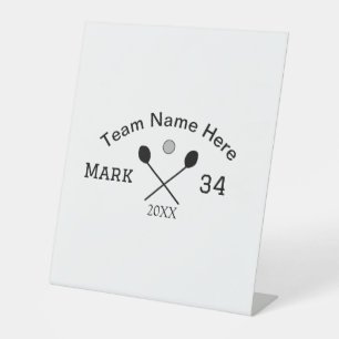 Team name here add name number ball paddle golf pedestal sign