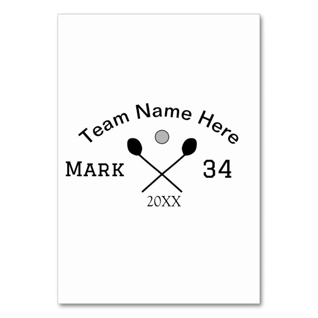 Team name here add name number ball paddle golf  table number (Front)