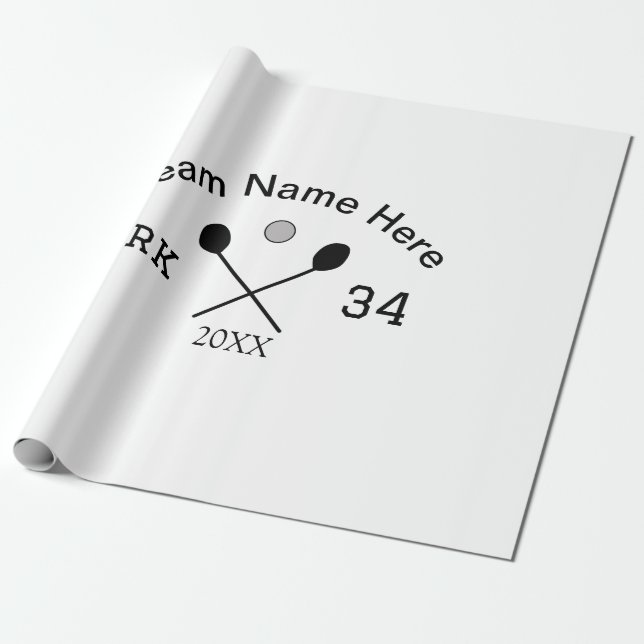 Team name here add name number ball paddle golf  wrapping paper (Unrolled)
