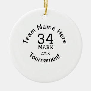 Team name here add name tournament year text ceramic tree decoration