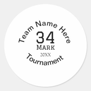 Team name here add name tournament year text classic round sticker