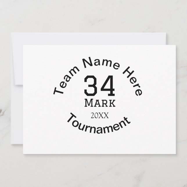 Team name here add name tournament year text holiday card (Front)