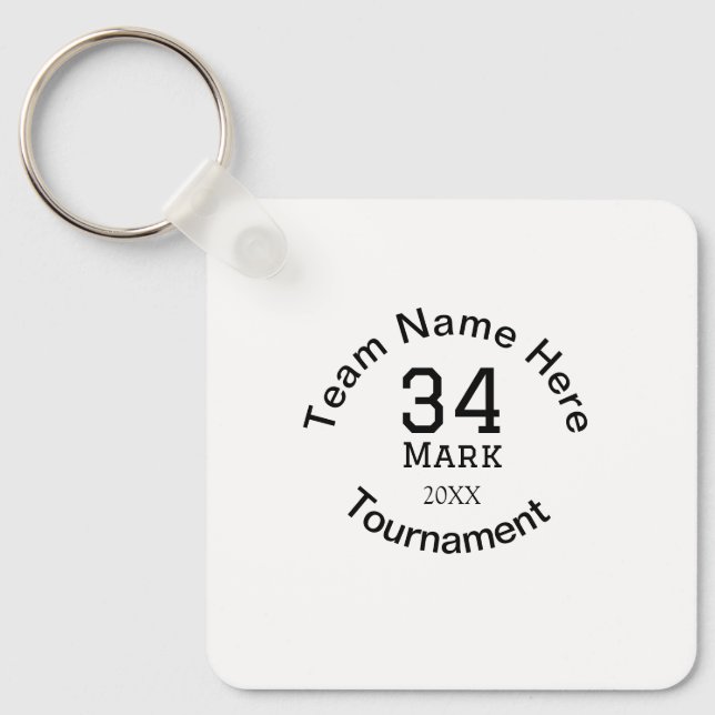 Team name here add name tournament year text key ring (Front)