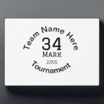 Team name here add name tournament year text plaque<br><div class="desc">design</div>