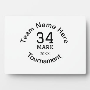 Team name here add name tournament year text plaque