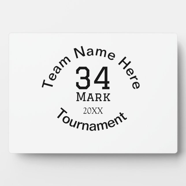 Team name here add name tournament year text plaque (Front)