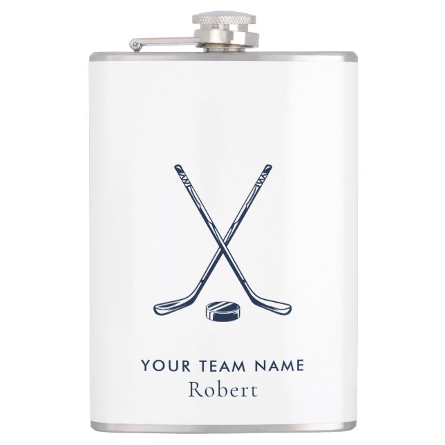 Team Name Ice Hockey Giveaway Custom Hip Flask (Front)