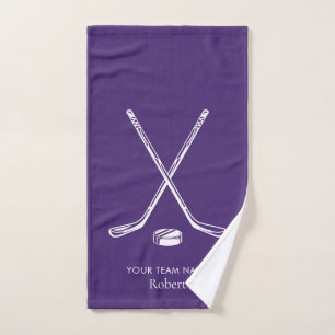Team Name Ice Hockey Purple Any Colour Custom Hand Towel