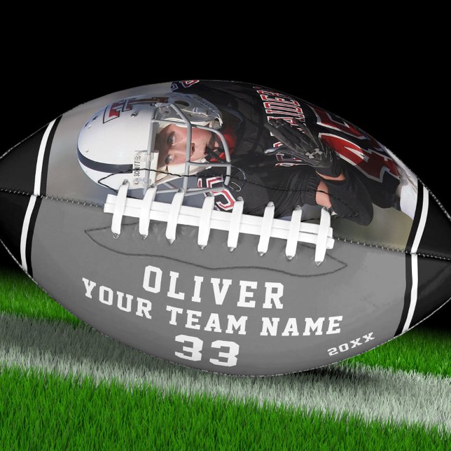 Team Name Player Number Grey Black Stripe Photo Football (Creator Uploaded)