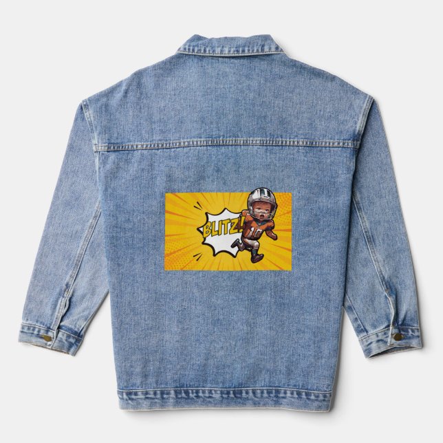 [Team Name]'s Gridiron Blitzkrieg #28 Customisable Denim Jacket (Back)