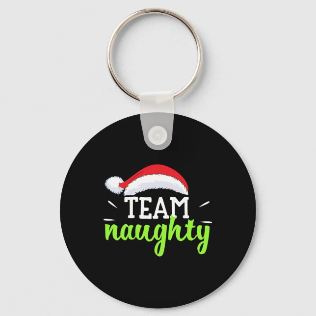 Team Naughty Christmas Couple Matching Team Nice  Key Ring (Front)