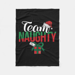 Team Naughty Couple Matching Outfit With Team Nice Fleece Blanket