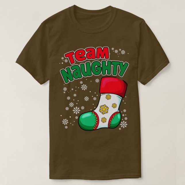 Team Naughty Family Matching Pajama Christmas T-Shirt (Design Front)