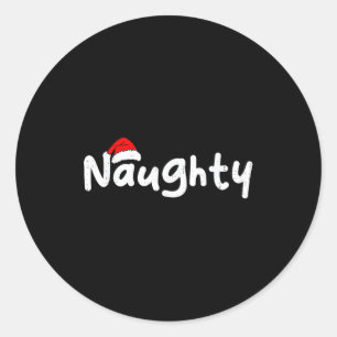 Team Naughty Funny Christmas Couple Matching Team Classic Round Sticker