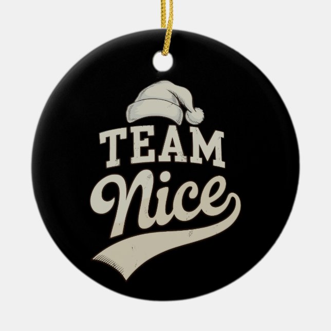 Team Nice Santa Hat Christmas Xmas Matching Family Ceramic Tree Decoration (Front)