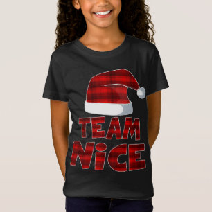 Team Nice Santa Red Plaid Claus Christmas Pajama F T-Shirt