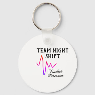 Team night shift nurse doctor medical name heart l key ring