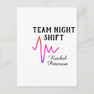 Team night shift nurse doctor medical name heart l postcard