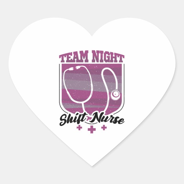 Team Night Shift Nurse Heart Sticker (Front)