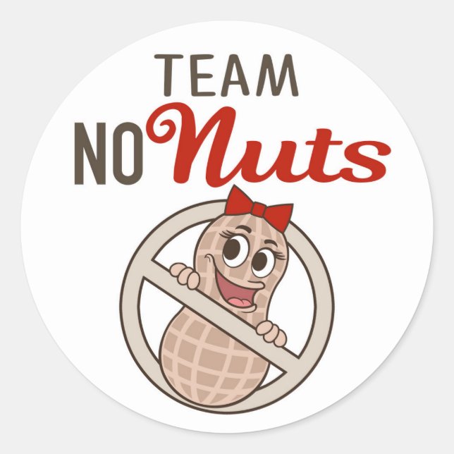 Team No Nuts with red bow gender reveal stickers (Front)