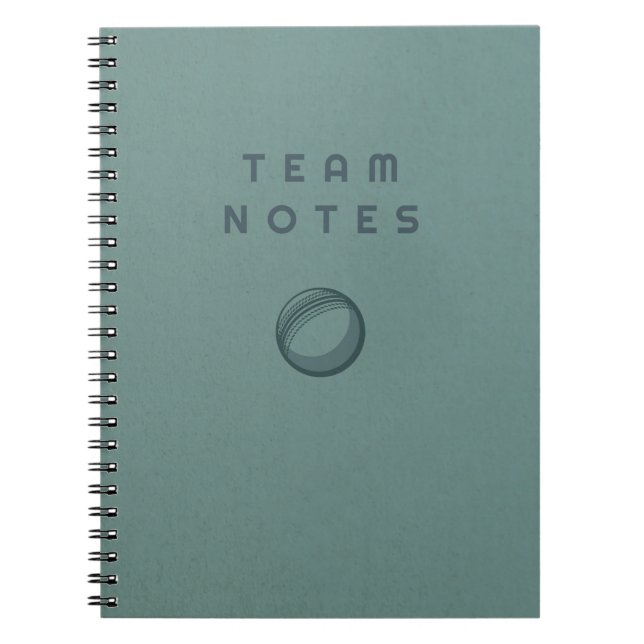 Team Notes - for Cricket Coaches, Players & Fans  Notebook (Front)