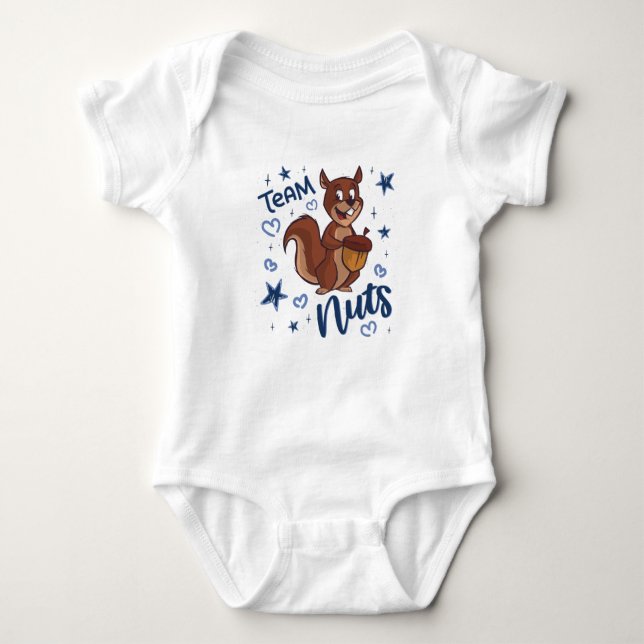 Team Nuts Gender Reveal Party Blue Boy Baby Bodysuit (Front)