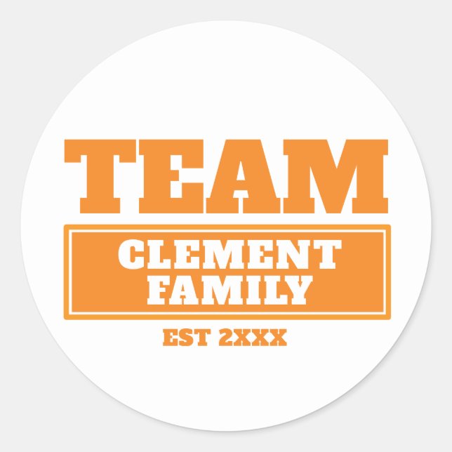Team orange personalised family or team stickers (Front)
