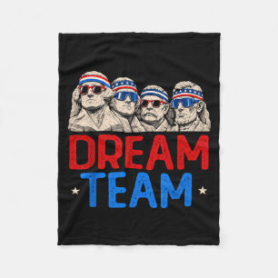 Team Patriotic Presidents Mount Aamerican Usa 4th Fleece Blanket