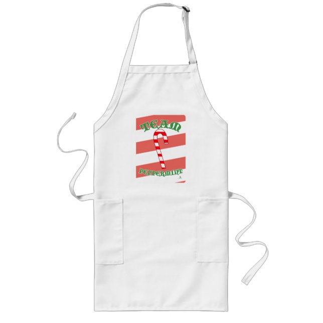 Team Peppermint Funny Christmas Fun Motto Long Apron (Front)