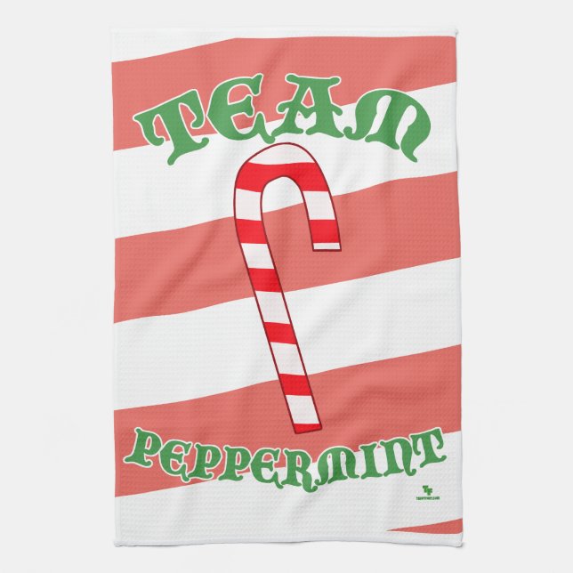 Team Peppermint Funny Christmas Mint Joy Tea Towel (Vertical)