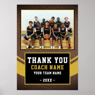 Team Photo Basketball Coach Thank You  Poster