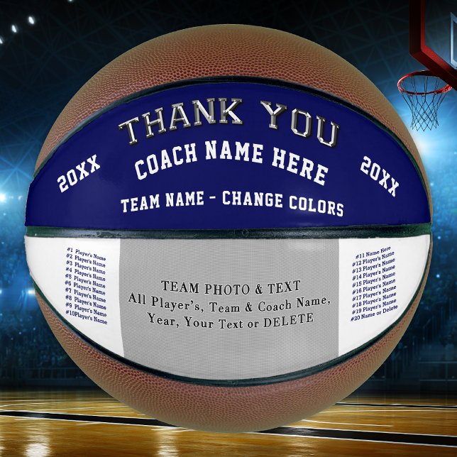 Team Photo, Player's Names Basketball Coach Gifts (Personalized, Photo Basketball for Coaches. Great, Personalized Gifts for Basketball Coaches.)