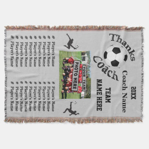 Team Photo, Players Names Great Soccer Coach Gifts Throw Blanket