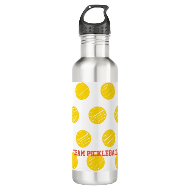 Team Pickleball Orange Yellow Balls White Sports  710 Ml Water Bottle (Front)