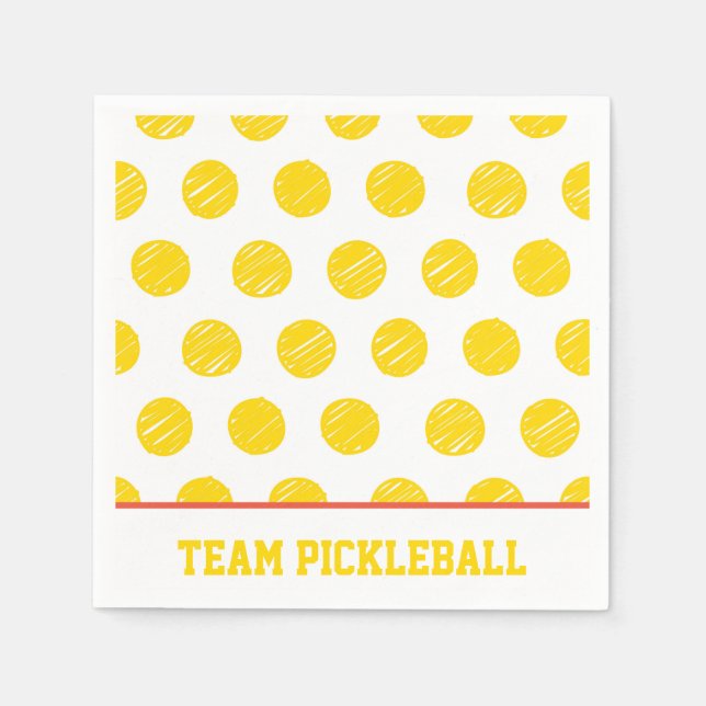 Team Pickleball Yellow Balls White Orange Sports  Napkin (Front)