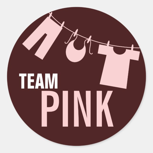 Team Pink Baby Clothes Gender Reveal Team Sticker (Front)