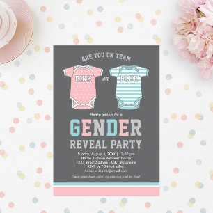Team Pink or Blue Baby Gender Reveal Party Invitation