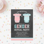 Team Pink or Blue Baby Gender Reveal Party Invitation<br><div class="desc">Are you on team pink or blue? Invite your friends and family to join you to celebrate as you find out the gender of your baby with these modern and sporty gender reveal party invitations. Features aqua blue, blush pink, grey, and white colours against a rustic black chalkboard style background,...</div>