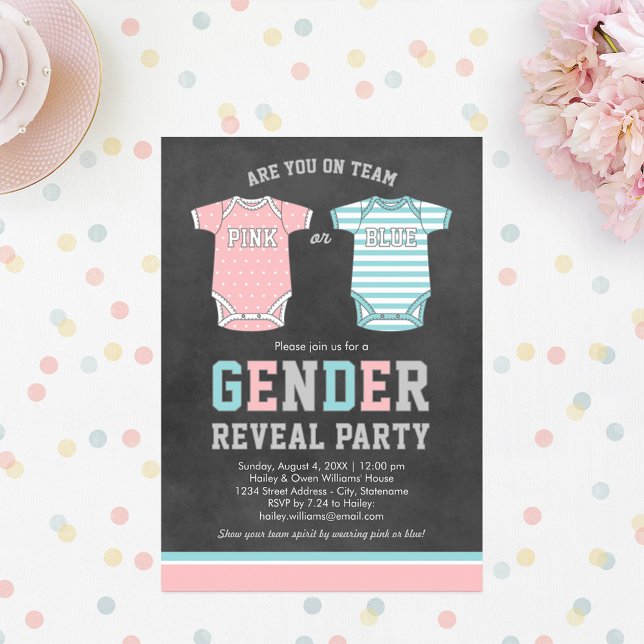 Team Pink or Blue Baby Gender Reveal Party Invitation (Creator Uploaded)